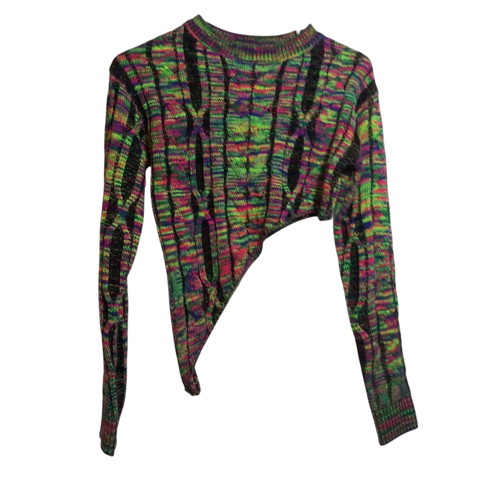 Lilly's Kloset Colorful Knitted Sweater Set Long Sleeve Asymmetrical Size Small — image 7 of 8